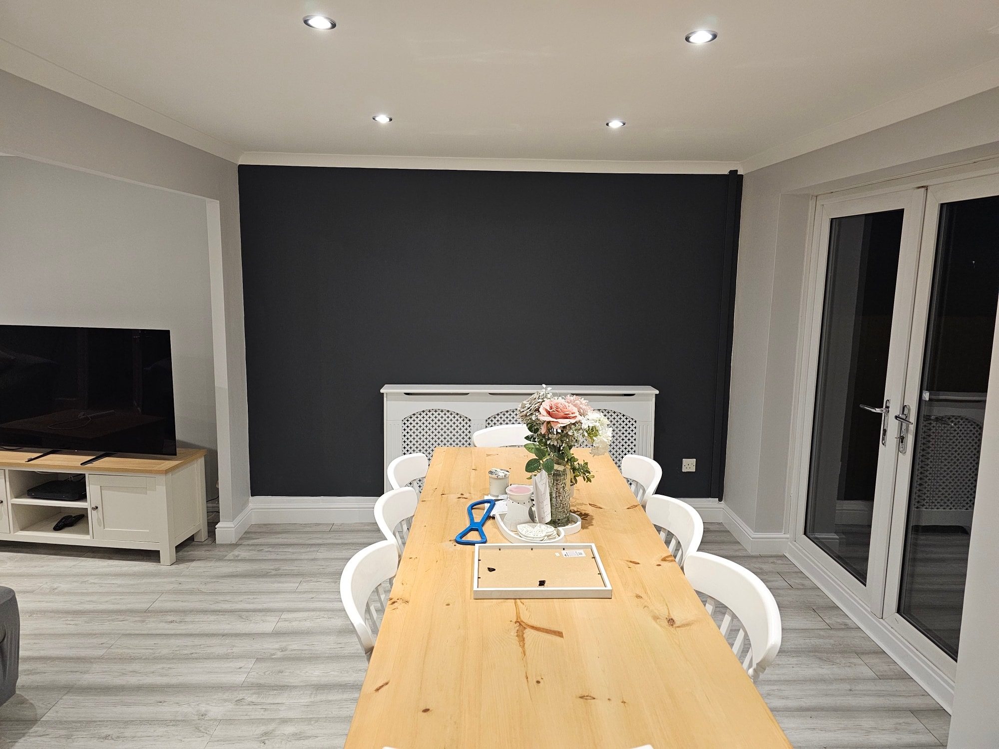 Dark feature wall in family dining room — feature wall painting — serving Caerphilly
