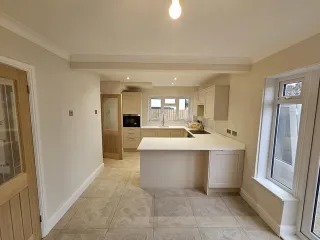 Whole-property refresh — open plan kitchen and dining area, Newport